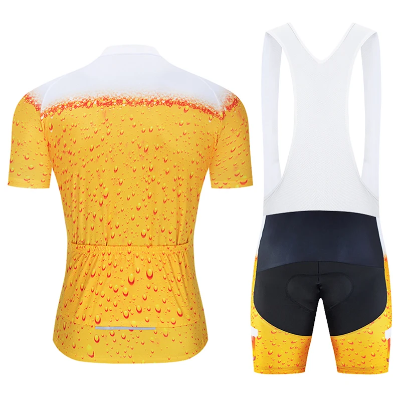 Mężczyźni Moxilyn - Komplet odzieży rowerowej: koszulka z kieszonkami i spodnie górskie MTB, szybkoschnące i oddychające, absorbujące pot + uwielbiam piwo - Wianko - 34