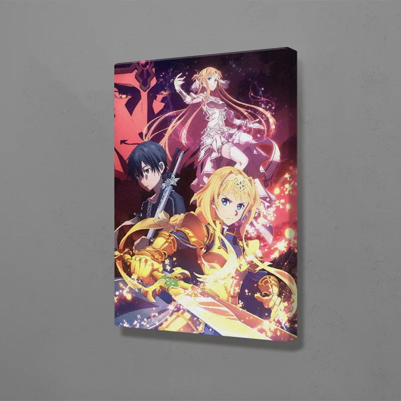 Фото sword art online Alicization SAO anime poster Framed Wooden Frame Canvas Wall Art Decoration prints Home decor Painting | Дом и сад