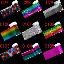 1 ม้วน 4*100 ซม.Holographic เล็บสติกเกอร์ฟอยล์โอนเล็บฟอยล์ Slider ฤดูหนาวสายรุ้งสติกเกอร์สำหรับเล็บ Nailart ตกแ...(China)