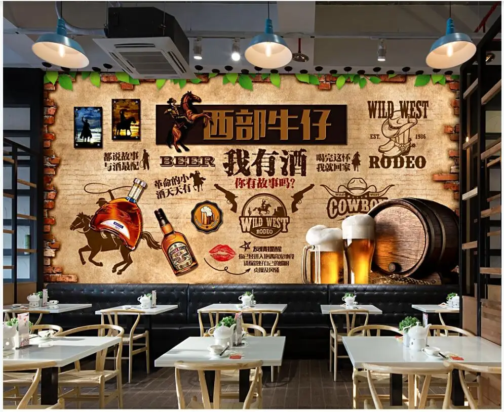 

3d wallpaper custom photo mural American West Cowboy Retro Brick Wall Bar home decor living room wallpaper for walls 3 d