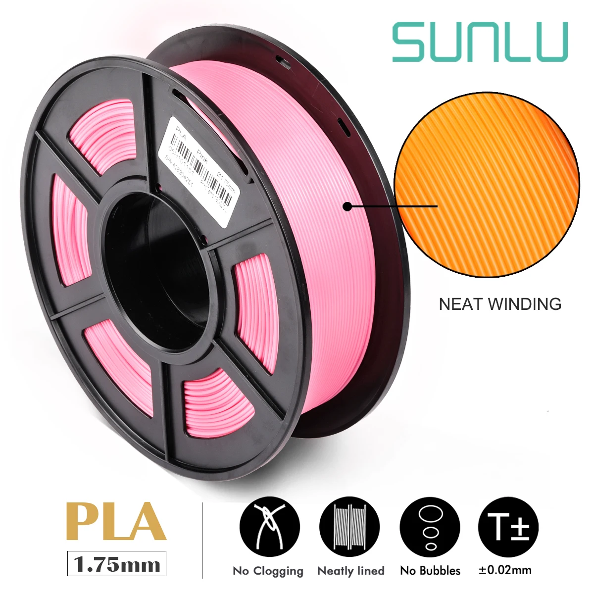 

SUNLU PLA Filament 1.75mm 1kg with spool Tolerance +/-0.02mm Tangle Free Printing Smoothly Material Degradable Consumable