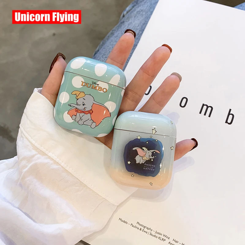 

LinXiang Cartoon Lovely Dumbo Flying Elephant Circus Glossy Hard PC Bluetooth Earphone Protective Case For Apple Airpods 1