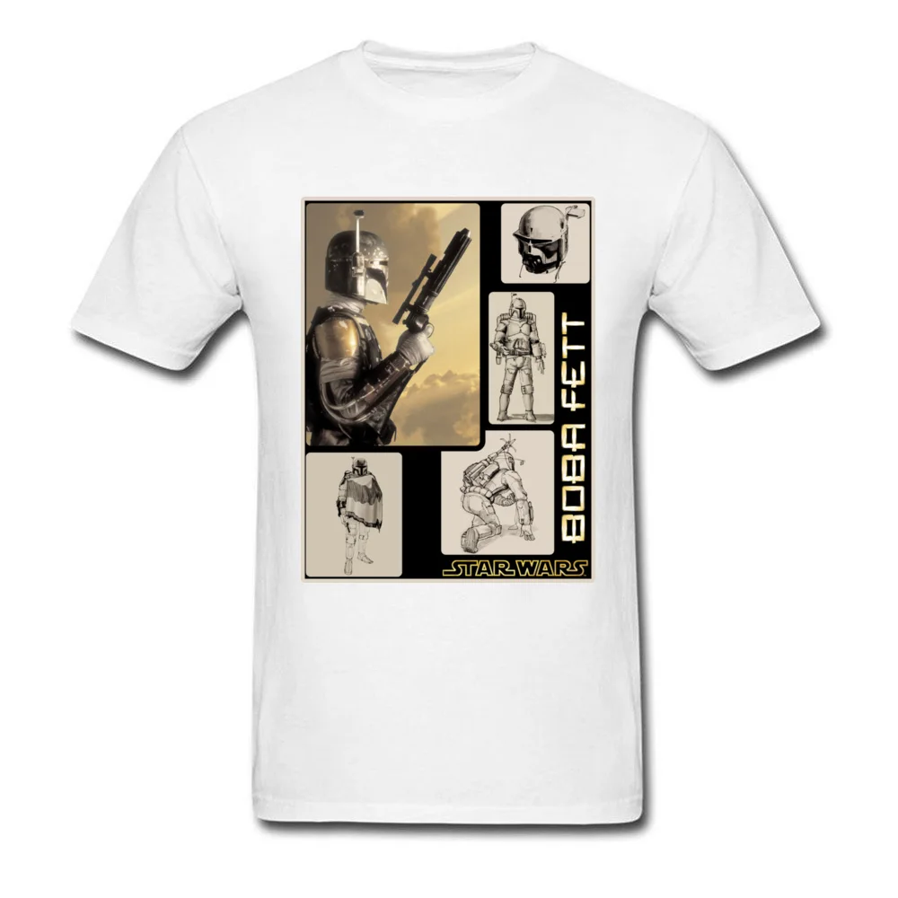 Star Wars Boba Fett Detailed Family Male T-shirts Crew Neck Short Sleeve 100% Cotton Fabric Tops T Shirt Geek Tee-Shirts Boba Fett Detailed white