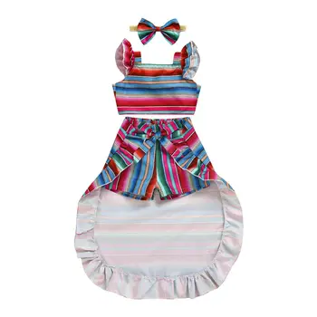 2020 Summer Kids Toddler Baby Girls Vest Striped Crop Top+Shorts Skirts+Bow Headband 4pcs Outfits Set Boho Children Clothing
2020 Summer Kids Toddler Baby Girls Vest Striped Crop Top+Shorts Skirts+Bow Headband 4pcs Outfits Set Boho Children Clothing