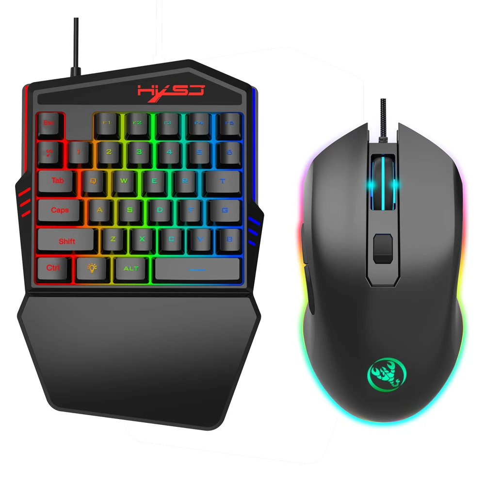 HXSJ Professional Game Keyboard And RGB Gaming Mouse Set USB2.0 Wired One-Handed Gamer Keypad Keyboards For PC Phone
HXSJ Professional Game Keyboard And RGB Gaming Mouse Set USB2.0 Wired One-Handed Gamer Keypad Keyboards For PC Phone