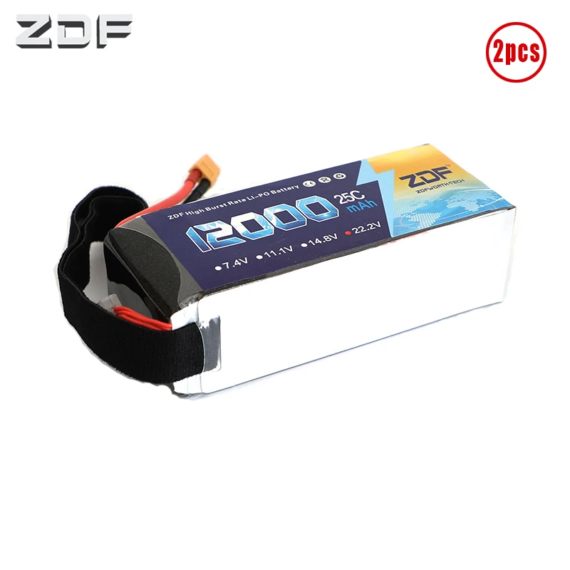 

2pcs/lot ZDF 22.2V 6S 12000MAH 25C-50C RC Lipo Battery for Airplane Helicopter Drone UAV model aircraft plant protection machine