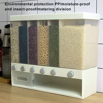 Wall-mounted Dry Food Dispenser Rice Bucket Multi Compartments Automatic Metering Storage Box Sealed Grain Container PAK
Wall-mounted Dry Food Dispenser Rice Bucket Multi Compartments Automatic Metering Storage Box Sealed Grain Container PAK