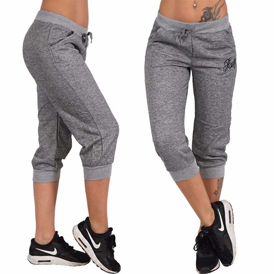 

ZOGAA Women Summer Pants Sports Trousers Hoody Pants Mid Waist Capri Calf-Length Pockets S-XXXL women pants plus size S-3XL