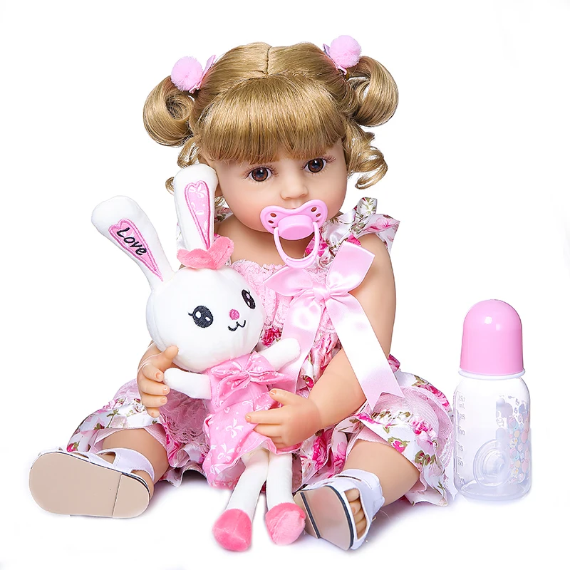 22" Full Body Silicone Reborn Baby Doll Golden Wig Girl Toddler Lifelike Children Play House Toys Can Bathe
22" Full Body Silicone Reborn Baby Doll Golden Wig Girl Toddler Lifelike Children Play House Toys Can Bathe