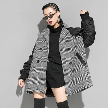 LANMREM 2020 new spring turn-down collar lantern sleeves double breasted Plaided patchwork contrast color jacket WK17601
LANMREM 2020 new spring turn-down collar lantern sleeves double breasted Plaided patchwork contrast color jacket WK17601