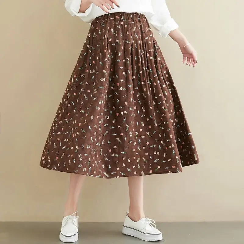 Spring New Products Retro Skirt Mid-length Loose-Fit Versatile Cotton Print A- line Pleated Skirt S30121
Spring New Products Retro Skirt Mid-length Loose-Fit Versatile Cotton Print A- line Pleated Skirt S30121