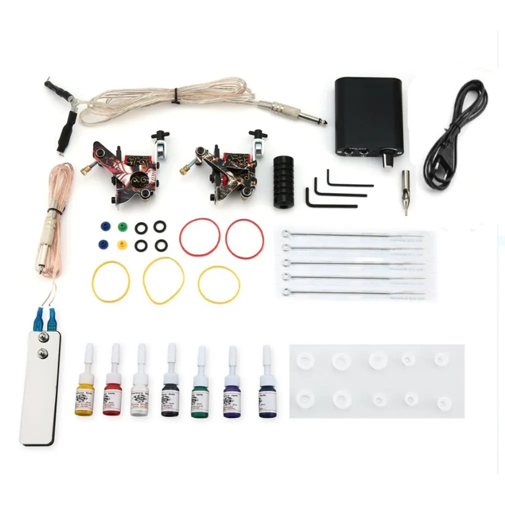 Complete Tattoo Kits 2 Machine Gun Beginner Tattoo Set 7 Inks Needle Grips EU Plug
Complete Tattoo Kits 2 Machine Gun Beginner Tattoo Set 7 Inks Needle Grips EU Plug