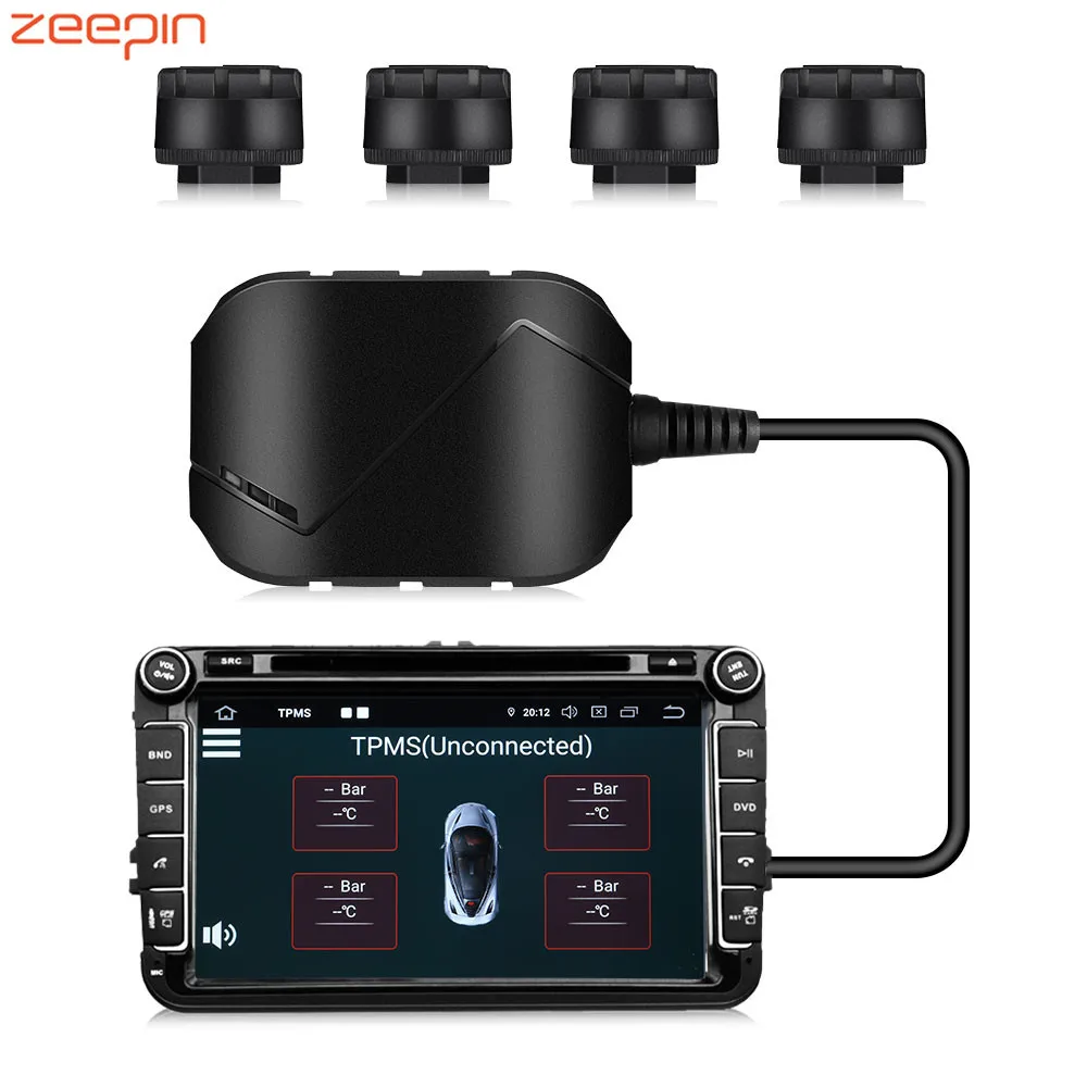 

ZEEPIN AN - 09 Tire Pressure Monitoring System Waterproof USB TPMS Real-time Tester with 4 External Sensors for Most Vehicles