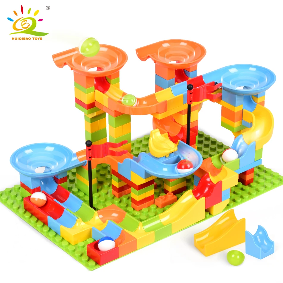 HUIQIBAO 201PCS Marble Race Ball Run Track Duploed Building Blocks DIY Intellectual Assembly Big Size Bricks Children Kids Toys
HUIQIBAO 201PCS Marble Race Ball Run Track Duploed Building Blocks DIY Intellectual Assembly Big Size Bricks Children Kids Toys