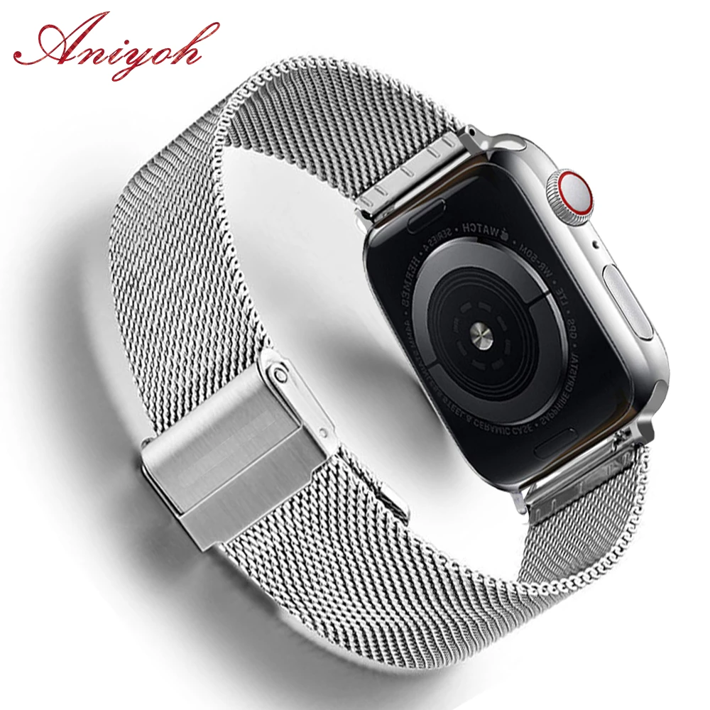 Миланский ремешок для Apple Watch 38 мм 42 40 44 из нержавеющей стали замена браслетный