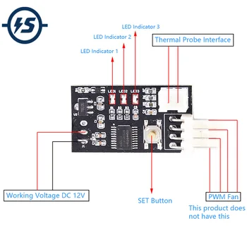 DC 12V PWM Fan Temperature Controller Adjustable Speed Governor for 4-Wire Computer Fan
DC 12V PWM Fan Temperature Controller Adjustable Speed Governor for 4-Wire Computer Fan