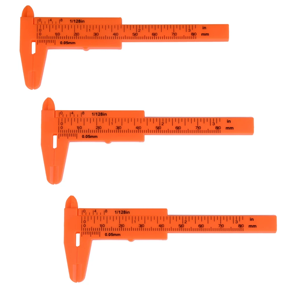 

High quality 1pcs 0-80mm Orange Double Small Rule Scale Plastic Vernier Caliper Measuring Beads Students Mini Tool Ruler