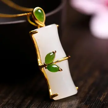 silver natural Hetian white jade bamboo Pendant Necklace Chinese style retro elegant small fresh romantic charm women's jewelry
silver natural Hetian white jade bamboo Pendant Necklace Chinese style retro elegant small fresh romantic charm women's jewelry