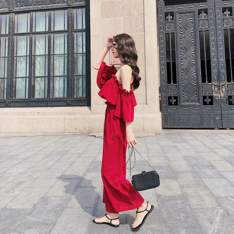 Korean-style Loose-Fit Slimming Elegant High-waisted Goddess-Style Online Celebrity Loose Pants Chiffon off-Shoulder Two-Piece W
Korean-style Loose-Fit Slimming Elegant High-waisted Goddess-Style Online Celebrity Loose Pants Chiffon off-Shoulder Two-Piece W