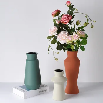 

Nordic Vases for Flowers Ceramics Vase Minimalist Abstract Solid Color Flowerpot Floral Arrangement Home Decoration Accessories