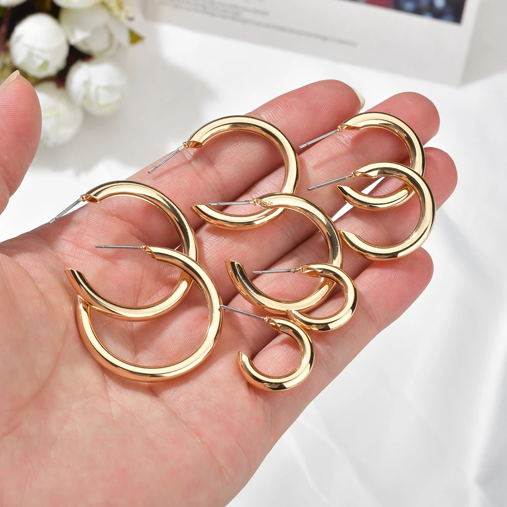 2019 Curved Gold Metal Plated Alloy Geometric Simple C Shape Earrings For Women Wedding Party Travel Girl Jewelry Gift | Украшения и