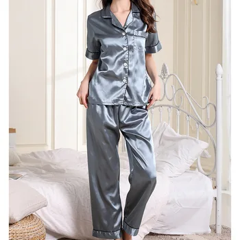 Short Sleeve Pajamas Set Women Summer Short-sleeved Striped Design Pajamas Loose Style Home Clothes Women Pyjamas
Short Sleeve Pajamas Set Women Summer Short-sleeved Striped Design Pajamas Loose Style Home Clothes Women Pyjamas