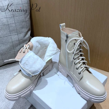 Krazing Pot European style thick bottom riding boots real leather round toe winter warm beauty lady streetwear ankle boots L63
Krazing Pot European style thick bottom riding boots real leather round toe winter warm beauty lady streetwear ankle boots L63