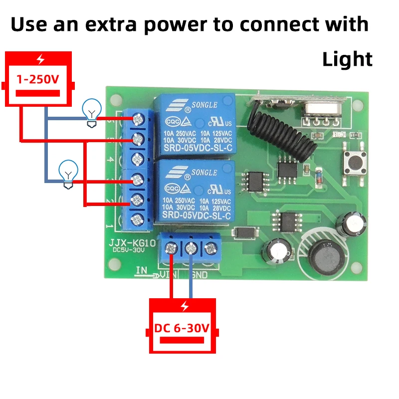 Shop Generic 433MHz Universal Wireless e Control DC6V 12V 24V 2CH rf