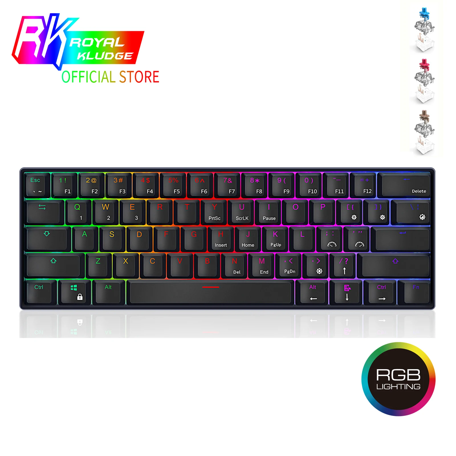 Royal Kludge RK61 Ergonomic bluetooth Mechanical Gaming Keyboard Wired Dual Mode 60%RGB Light for Laptop Tablet or Mobile Phones
Royal Kludge RK61 Ergonomic bluetooth Mechanical Gaming Keyboard Wired Dual Mode 60%RGB Light for Laptop Tablet or Mobile Phones