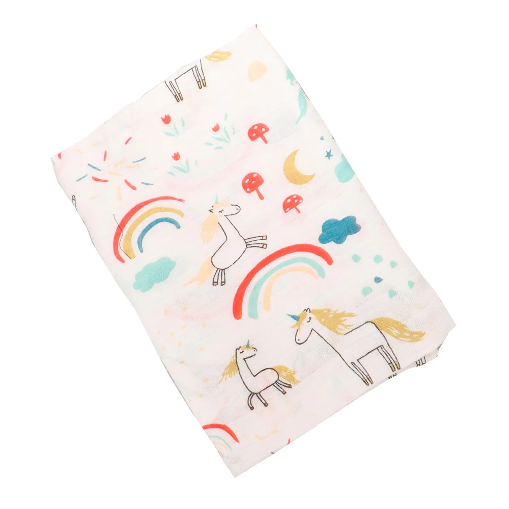 

Newborn Baby Swaddle Wrap Unicorn Flamingo Pattern Stroller Cover Play Mat Infant Baby Blanket Cotton Muslin Swaddle