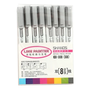 8 Pcs Double Line Contour Pen Color Marker Pen Student Marker Stationery Set GY88
8 Pcs Double Line Contour Pen Color Marker Pen Student Marker Stationery Set GY88