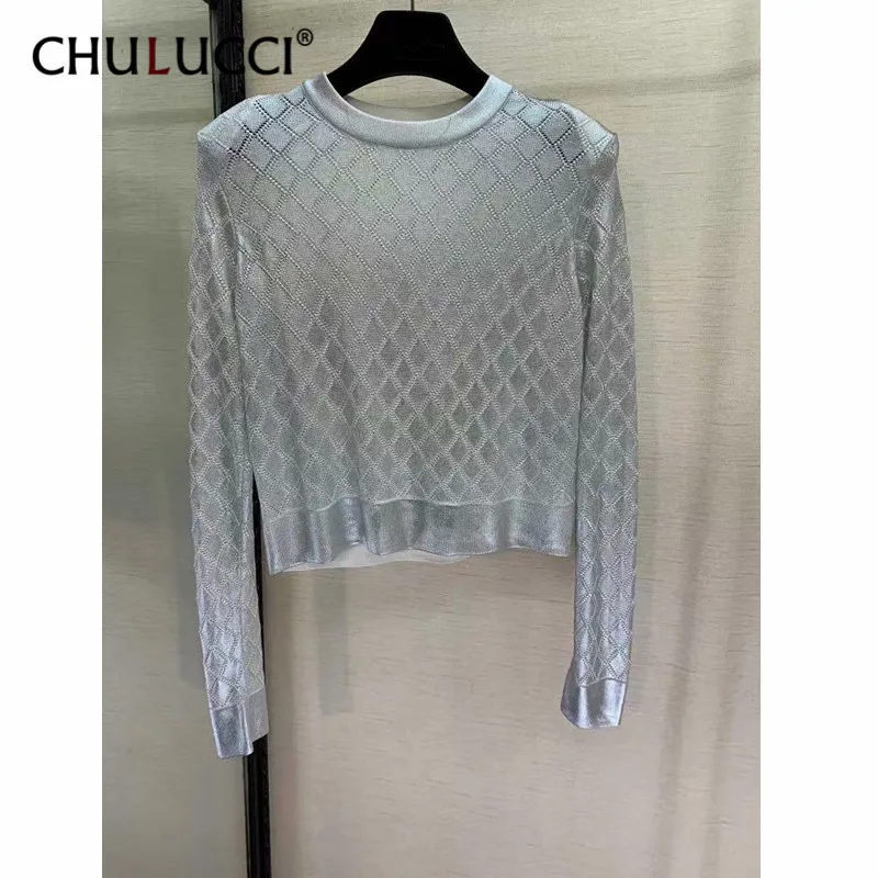 8.15 6.15 Fashion Women's Knit Topcoat Silver Women's Short Tops Joker Fashion Shoulder Pads High Quality
8.15 6.15 Fashion Women's Knit Topcoat Silver Women's Short Tops Joker Fashion Shoulder Pads High Quality