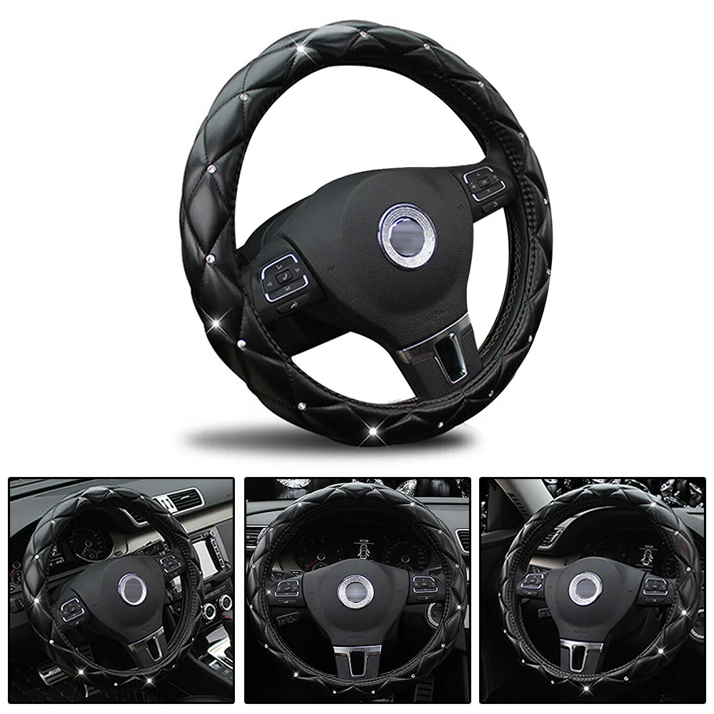PU Leather Car Steering Wheel Cover For 38CM/15Inch Non-Slip Cystal Rhinestones Decor Decoration Design For Women& Girls
PU Leather Car Steering Wheel Cover For 38CM/15Inch Non-Slip Cystal Rhinestones Decor Decoration Design For Women& Girls