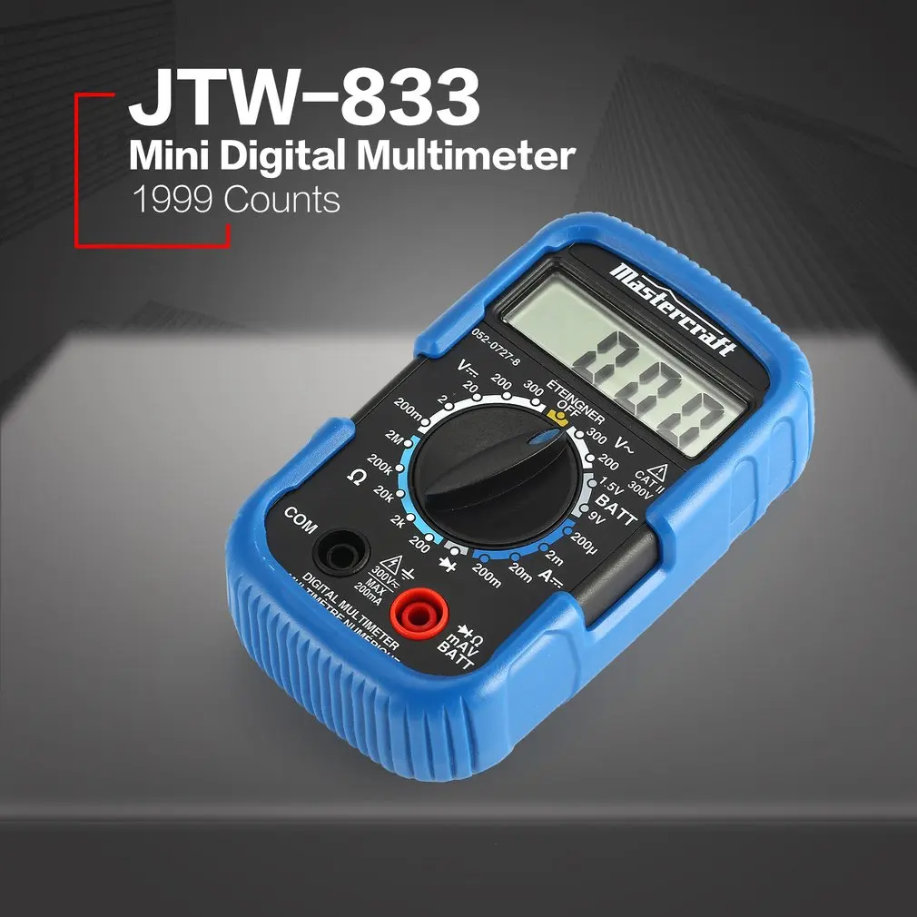 JTW-833 Handheld Mini Digital Multimeter 1999 Counts AC/DC Volt Diode Battery Tester Ammeter Voltmeter Multifunction Multimeters
JTW-833 Handheld Mini Digital Multimeter 1999 Counts AC/DC Volt Diode Battery Tester Ammeter Voltmeter Multifunction Multimeters