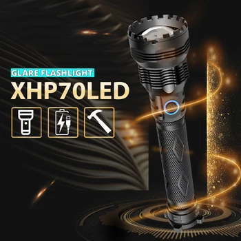 2020 The world's brightest LED flashlight IPX5 waterproof XHP70 torch With power display use 26650 battery 50w for camping
2020 The world's brightest LED flashlight IPX5 waterproof XHP70 torch With power display use 26650 battery 50w for camping