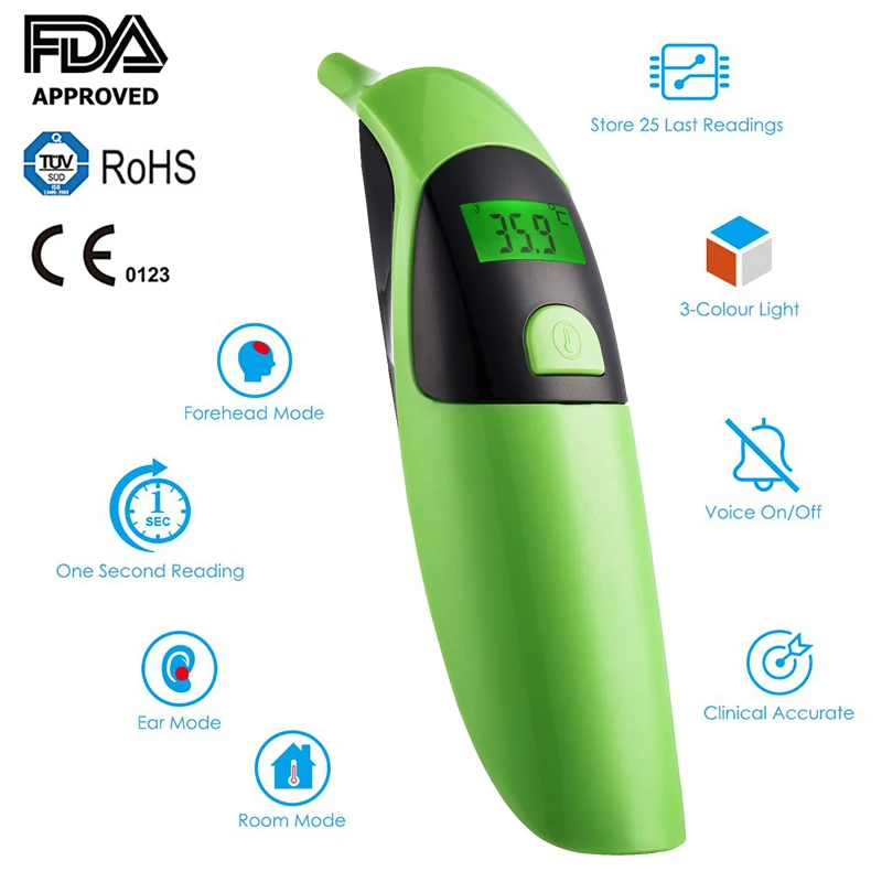 

Baby Ear Thermometer Forehead Thermometer 2 in 1 Digital Infrared LCD Non-Contact Adult Body Fever IR Children Termometro CE FDA
