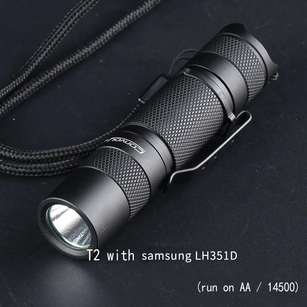 Flashlight Convoy T2 with Samsung LH351D Linterna LED AA / 14500 Battery Version Portable Key Flash Light Mini Torch Lanterna
Flashlight Convoy T2 with Samsung LH351D Linterna LED AA / 14500 Battery Version Portable Key Flash Light Mini Torch Lanterna