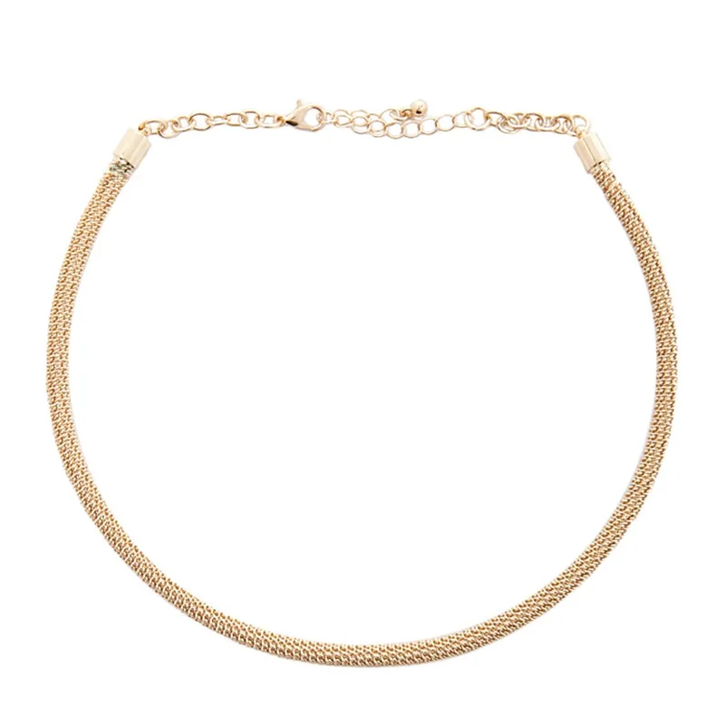 Новое простое металлическое ожерелье в форме веревки золотистые серебристые