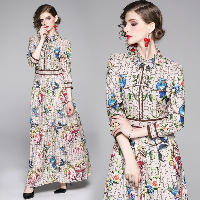 2019 Spring Summer Fall Runway Vintage Floral Print Collar Long Sleeve Empire Waist Women Lady Party Casual A-Line Maxi Dress
2019 Spring Summer Fall Runway Vintage Floral Print Collar Long Sleeve Empire Waist Women Lady Party Casual A-Line Maxi Dress