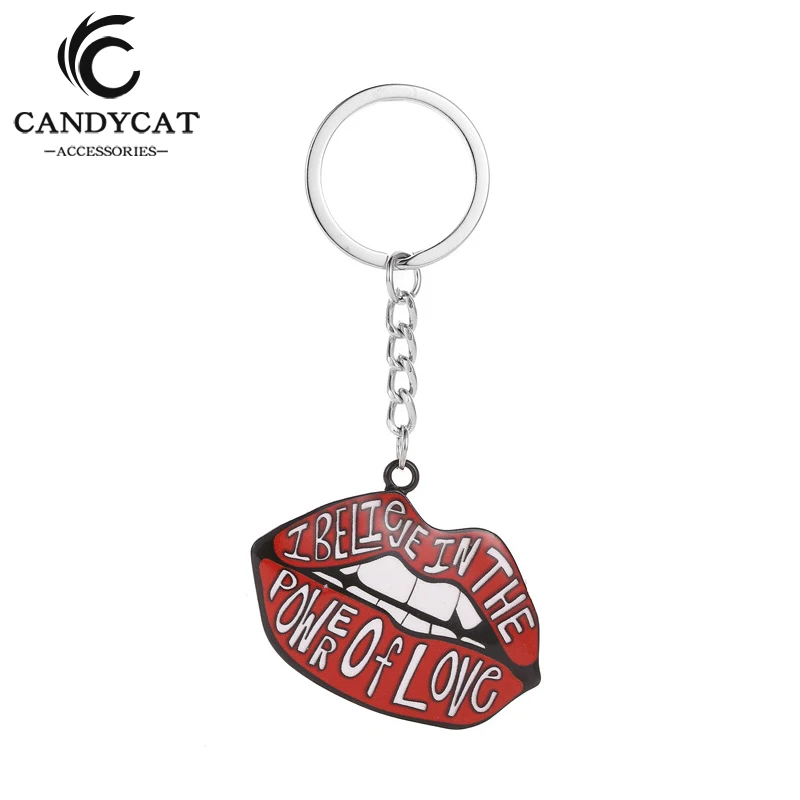 Фото Trendy Letter Red Lip Keychain Women Men Statement Metal Mouth Key Ring Couple Chain Bag Accessory Gifts Creative Jewelry | Украшения и
