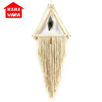 Handmade Tapestry Cotton Rope Wooden Peacock Feather Decoration Crafts Wedding Ceremony Backdrop Textiles Hanging Ornaments
Handmade Tapestry Cotton Rope Wooden Peacock Feather Decoration Crafts Wedding Ceremony Backdrop Textiles Hanging Ornaments