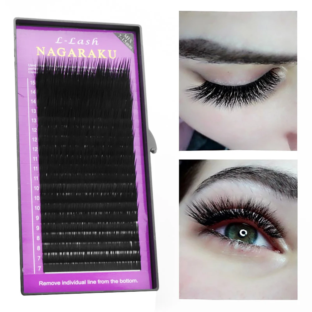 NAGARAKU Mink Eyelashes Makeup Maquiagem L curl 7~15mm Mix 20 rows/case Mink Eyelash Extension L curl Magnetic Eyelashes Cilios