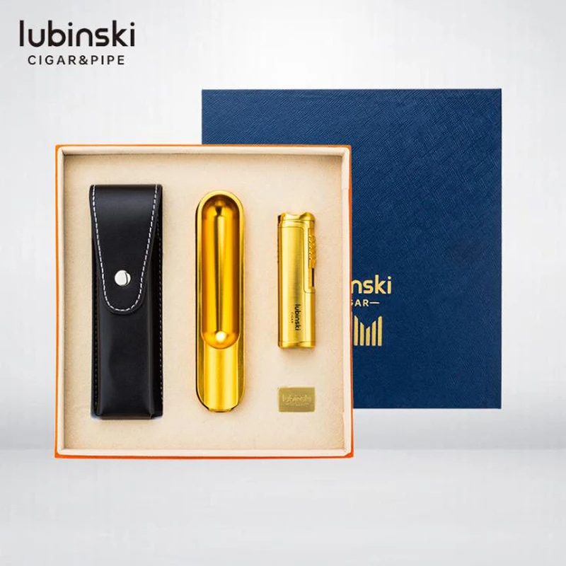 LUBINSKI Alloy Cigar Ashtray Windproof Jet Flame Cigar Cigarette Lighter With Humidor Leather Case Box Cigar Set
LUBINSKI Alloy Cigar Ashtray Windproof Jet Flame Cigar Cigarette Lighter With Humidor Leather Case Box Cigar Set