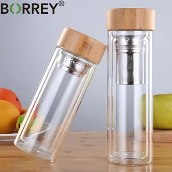 BORREY 450Ml Glass Water Bottle Anti-scald Double Wall Tea Bottle With Infuser Filter Strainer Office Clear Drinking Bottle
BORREY 450Ml Glass Water Bottle Anti-scald Double Wall Tea Bottle With Infuser Filter Strainer Office Clear Drinking Bottle