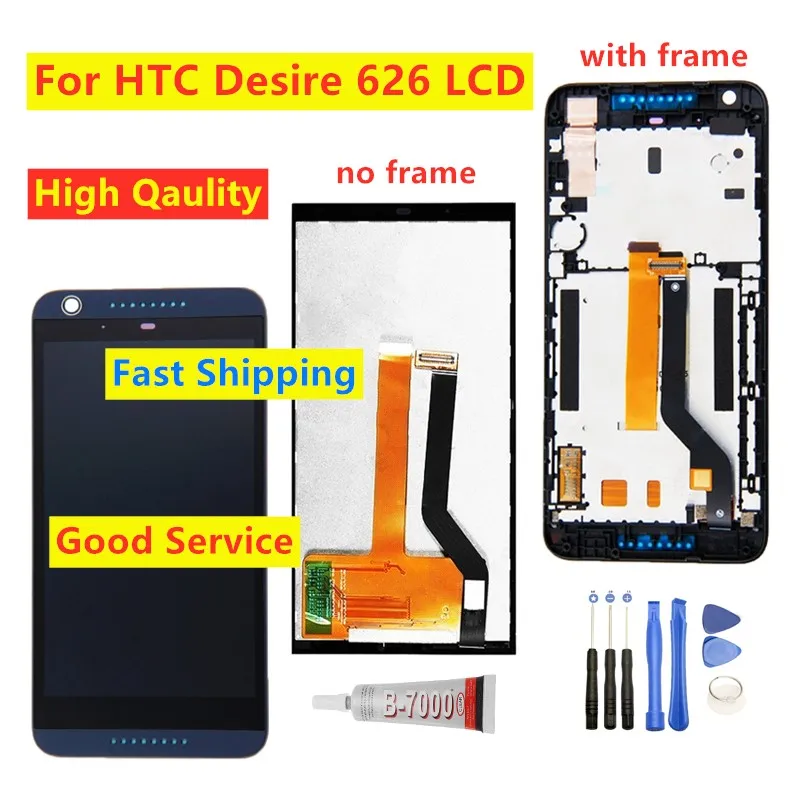 5.0" LCD Display For HTC Desire 626 D626PH 626N 626H D626X Touch Screen Digitizer Assembly Replacement with Frame For HTC 626G
5.0" LCD Display For HTC Desire 626 D626PH 626N 626H D626X Touch Screen Digitizer Assembly Replacement with Frame For HTC 626G