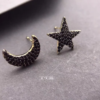 Free Shipping Star Moon Black CZ Stud Earrings Fashion Jewelry Earrings for women female girl Geometric Oorbellen accessories 
Free Shipping Star Moon Black CZ Stud Earrings Fashion Jewelry Earrings for women female girl Geometric Oorbellen accessories
