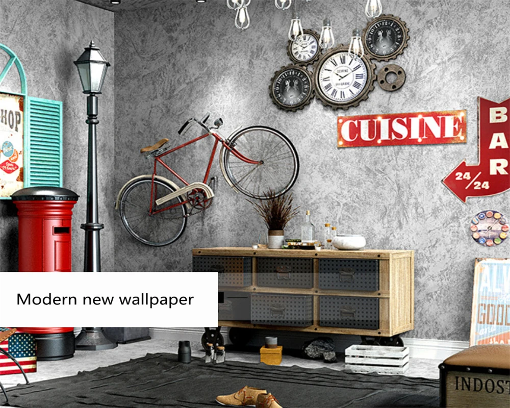 

beibehang Nordic industrial style cement gray modern solid color bedroom clothing store wallpaper wall papers home decor