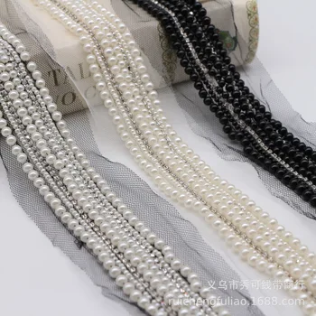 2Yards Black White Pearl Beaded Lace Trim Crystal Collar Ribbons African Lace Sewing Materials Crafts For Clothes Wedding Dress
2Yards Black White Pearl Beaded Lace Trim Crystal Collar Ribbons African Lace Sewing Materials Crafts For Clothes Wedding Dress