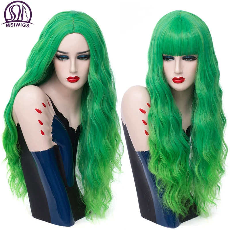 MSIWIGS Long Wavy Green Ombre Cosplay Wigs Two Tone with Bangs Women Synthetic Middle Part Wigs for Female
MSIWIGS Long Wavy Green Ombre Cosplay Wigs Two Tone with Bangs Women Synthetic Middle Part Wigs for Female