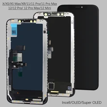 Écran tactile LCD OLED 3D de remplacement, pour iPhone X XS 11 12 mini Pro MAX, avec écriture, true tone, Original, avec cadeau=